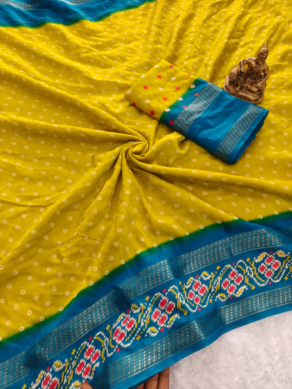Yellow Marshmallow Premium bandhani patola print For Women