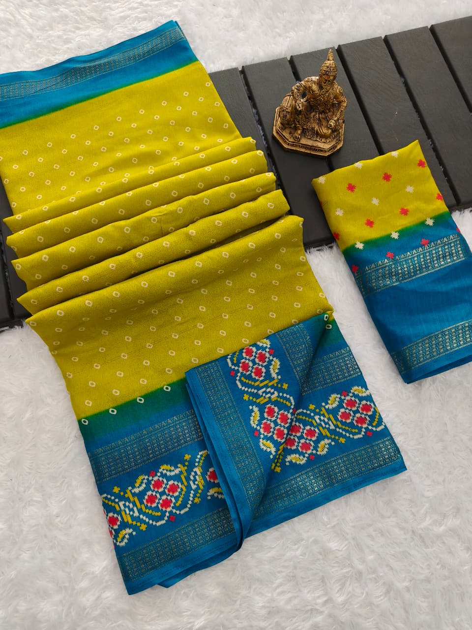 Yellow Marshmallow Premium bandhani patola print For Women