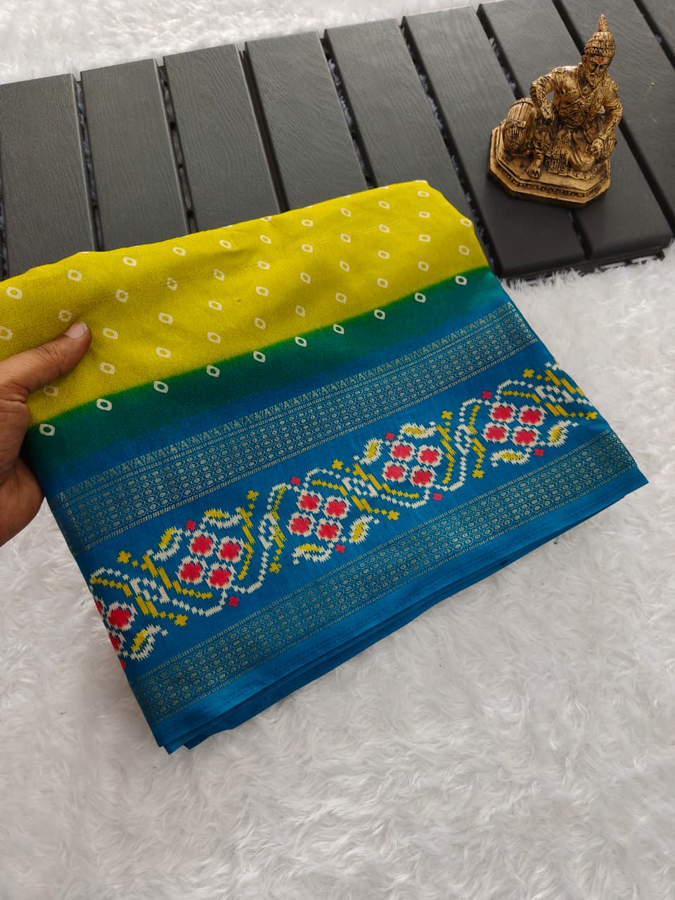 Yellow Marshmallow Premium bandhani patola print For Women