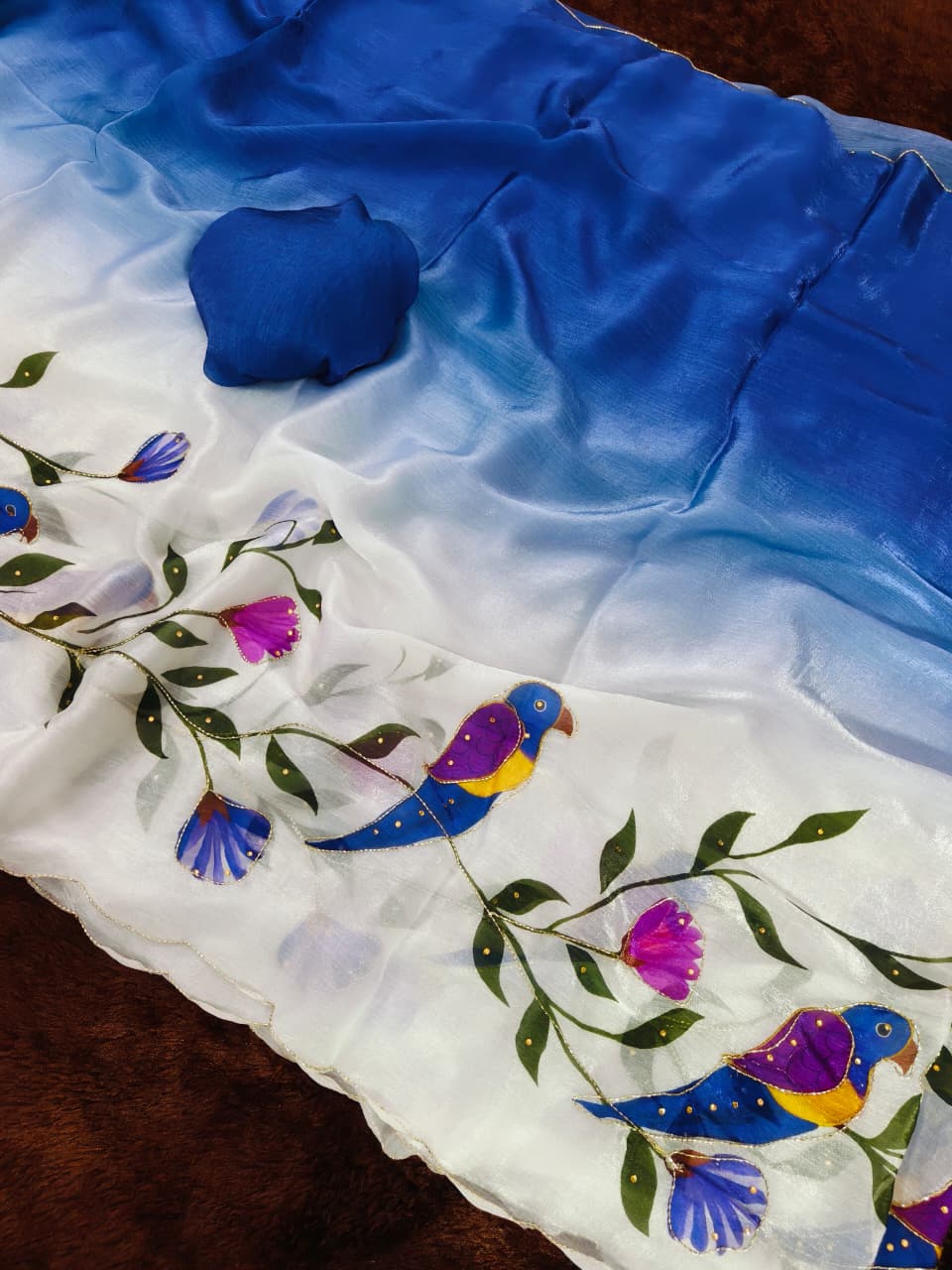 Blue Linen Premium kalamkari print For Women