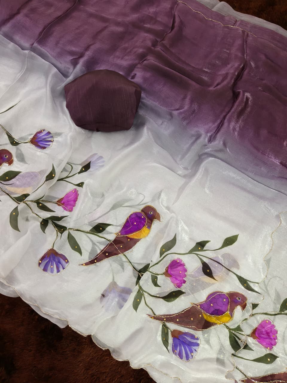 Purple Linen Premium kalamkari print For Women