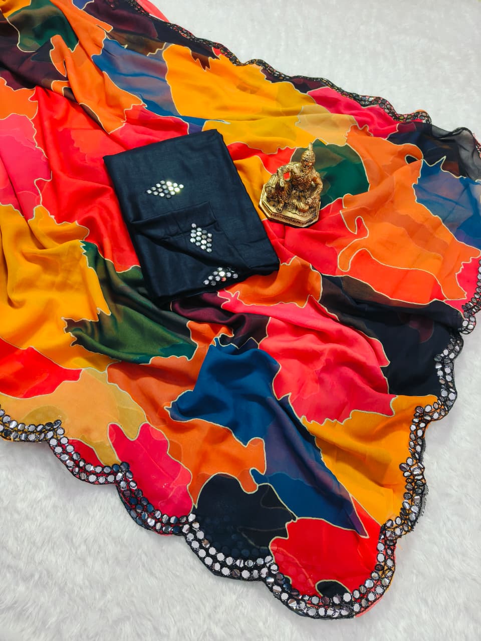 Multi Colour georgette Premium Digital Print For Women