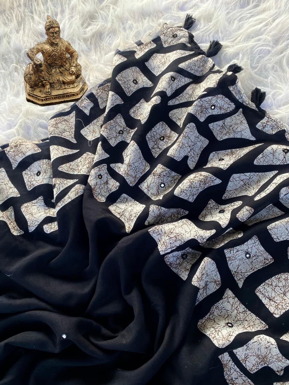 Black georgette Premium Digital Print For Women