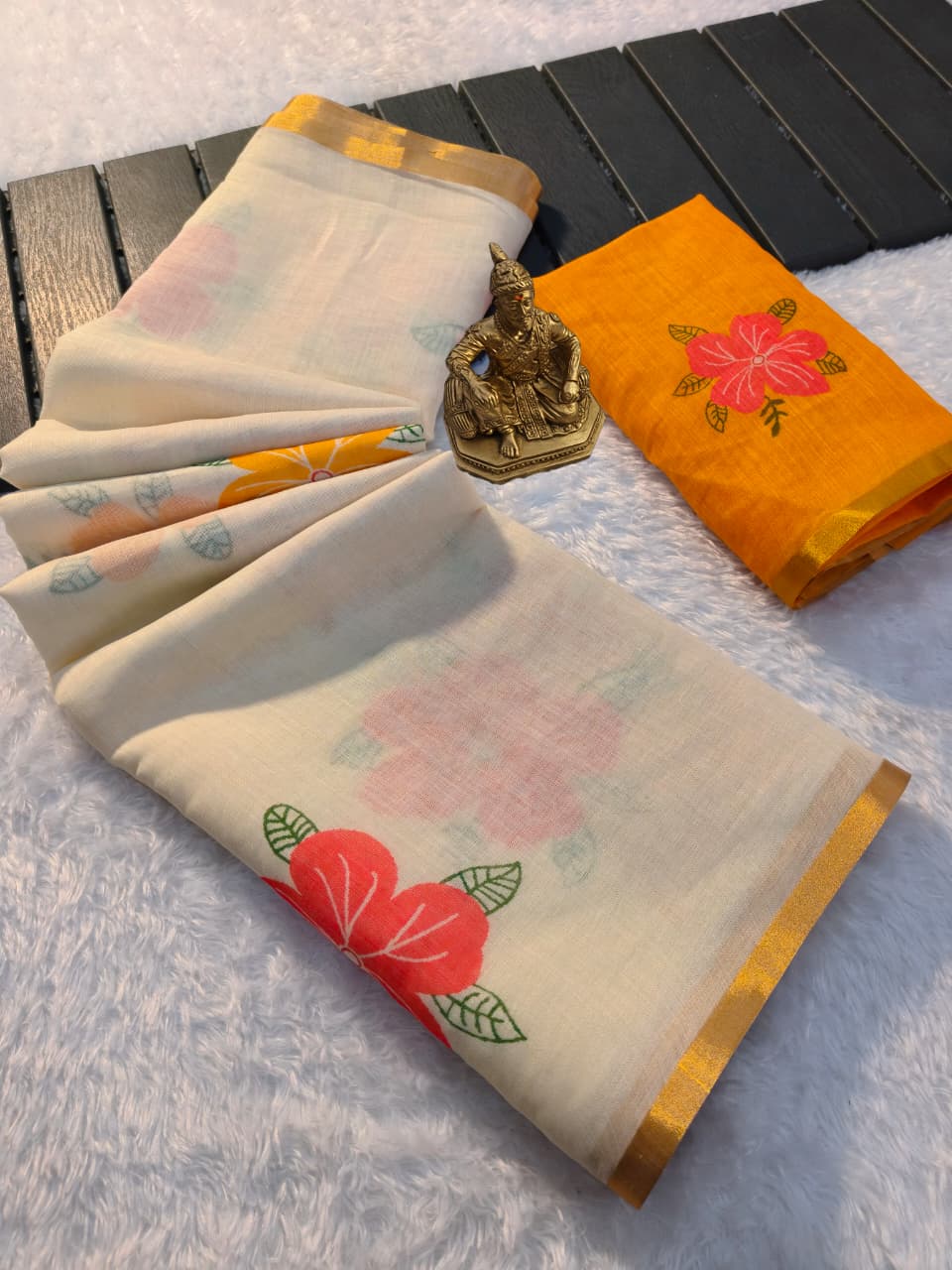 White Linen Premium Digital Print For Women