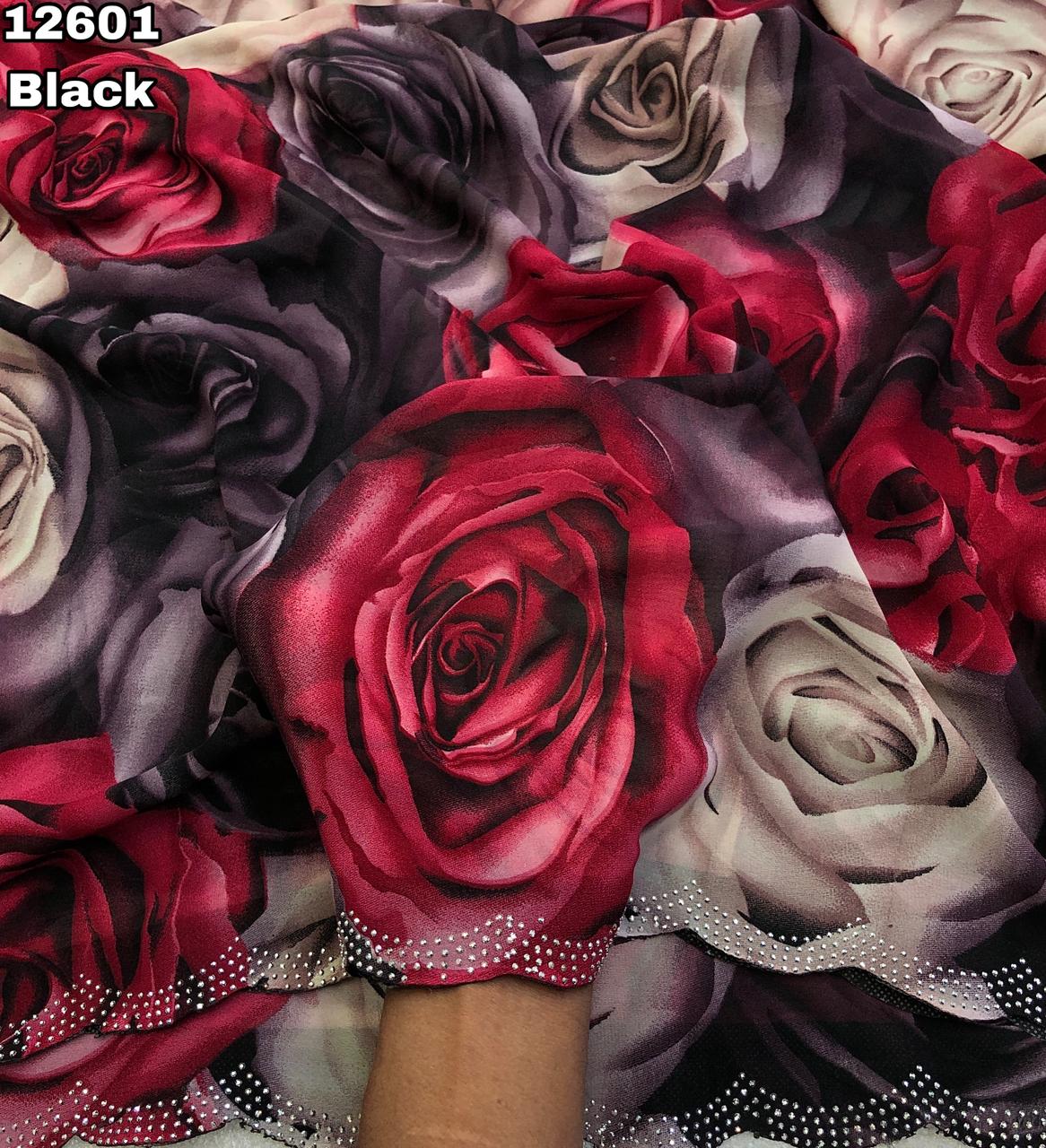 Red georgette Premium Flora Digital Print For Women