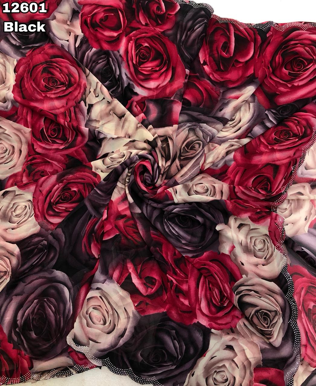 Red georgette Premium Flora Digital Print For Women