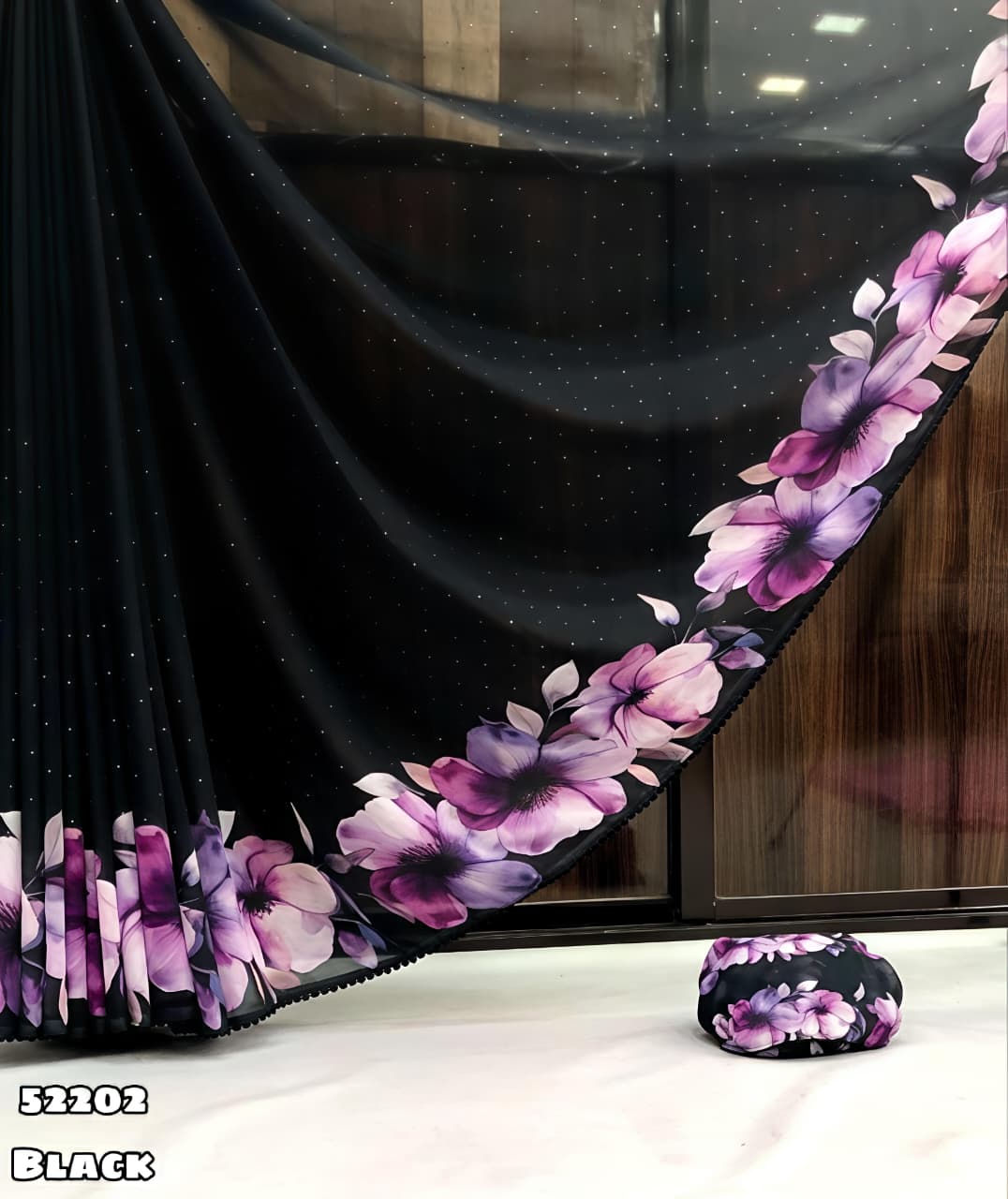 Black georgette Premium Digital Print For Women