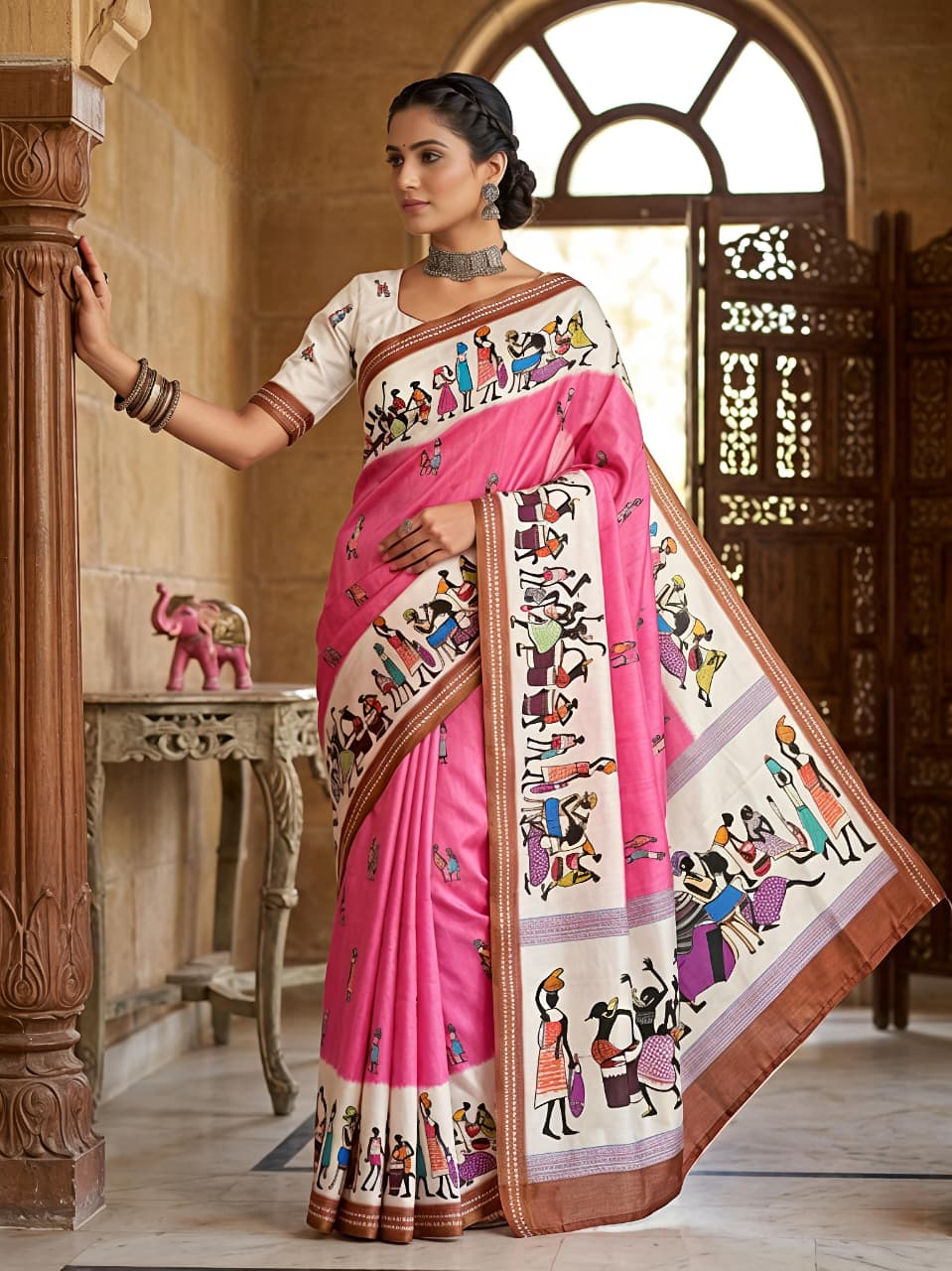 Pink mull mull cotton Premium Digital Print For Women