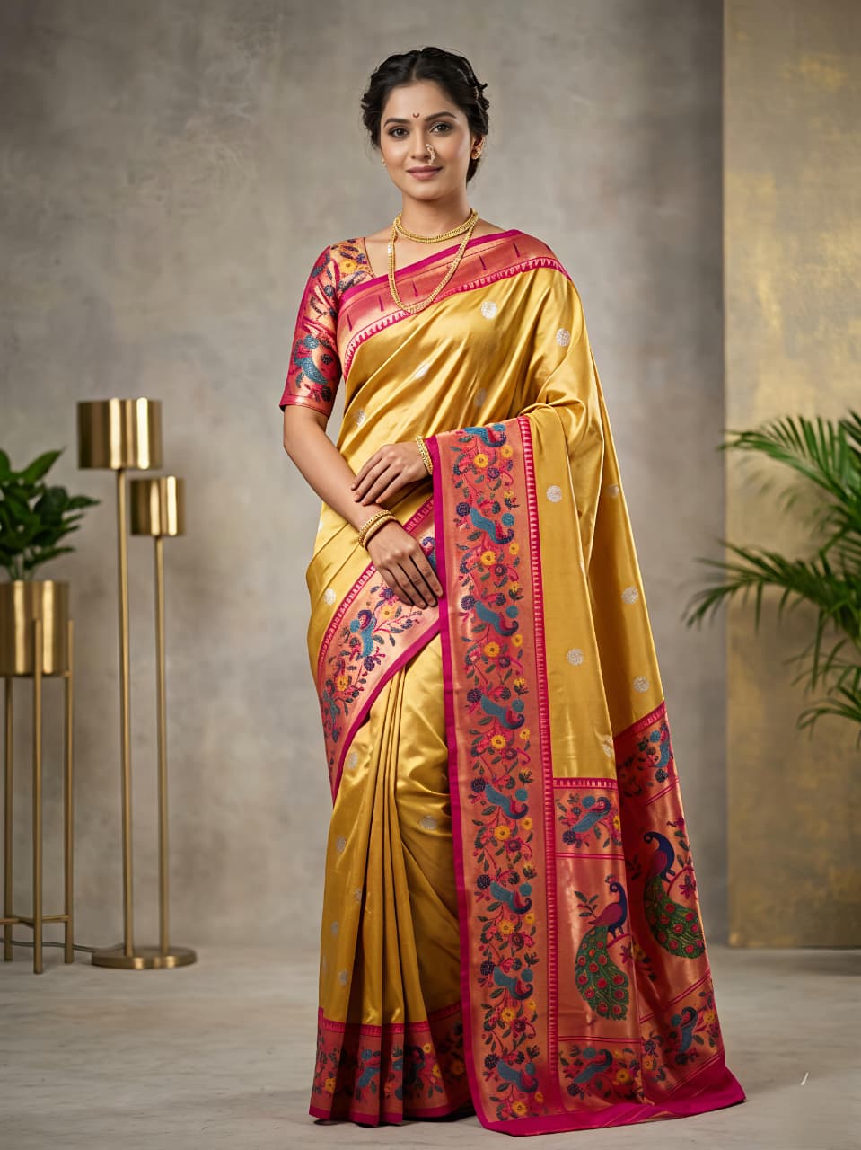 Yellow tissue silk Premium Digital Print For Women