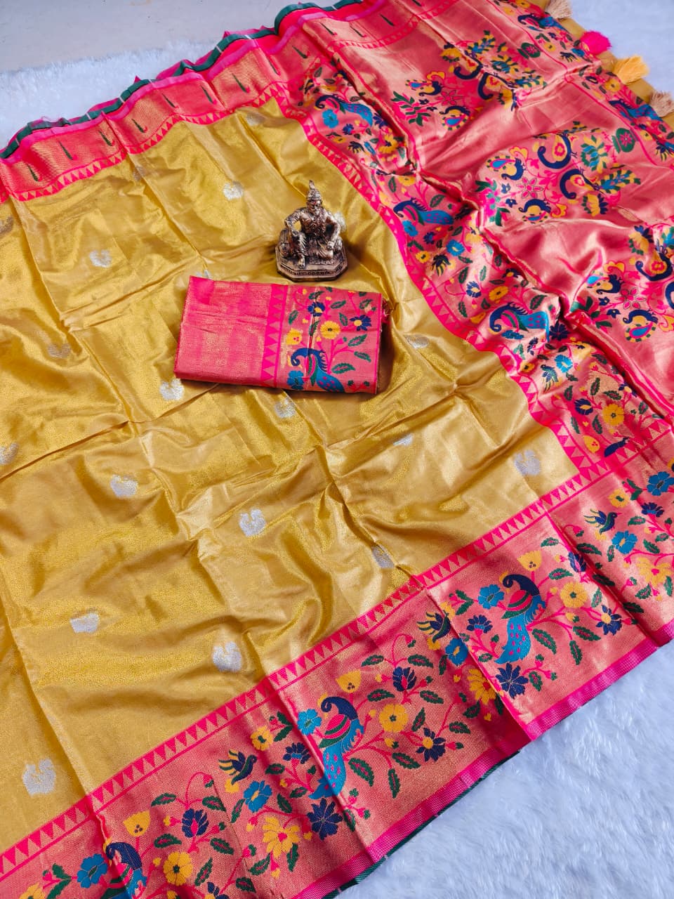 Yellow tissue silk Premium Digital Print For Women