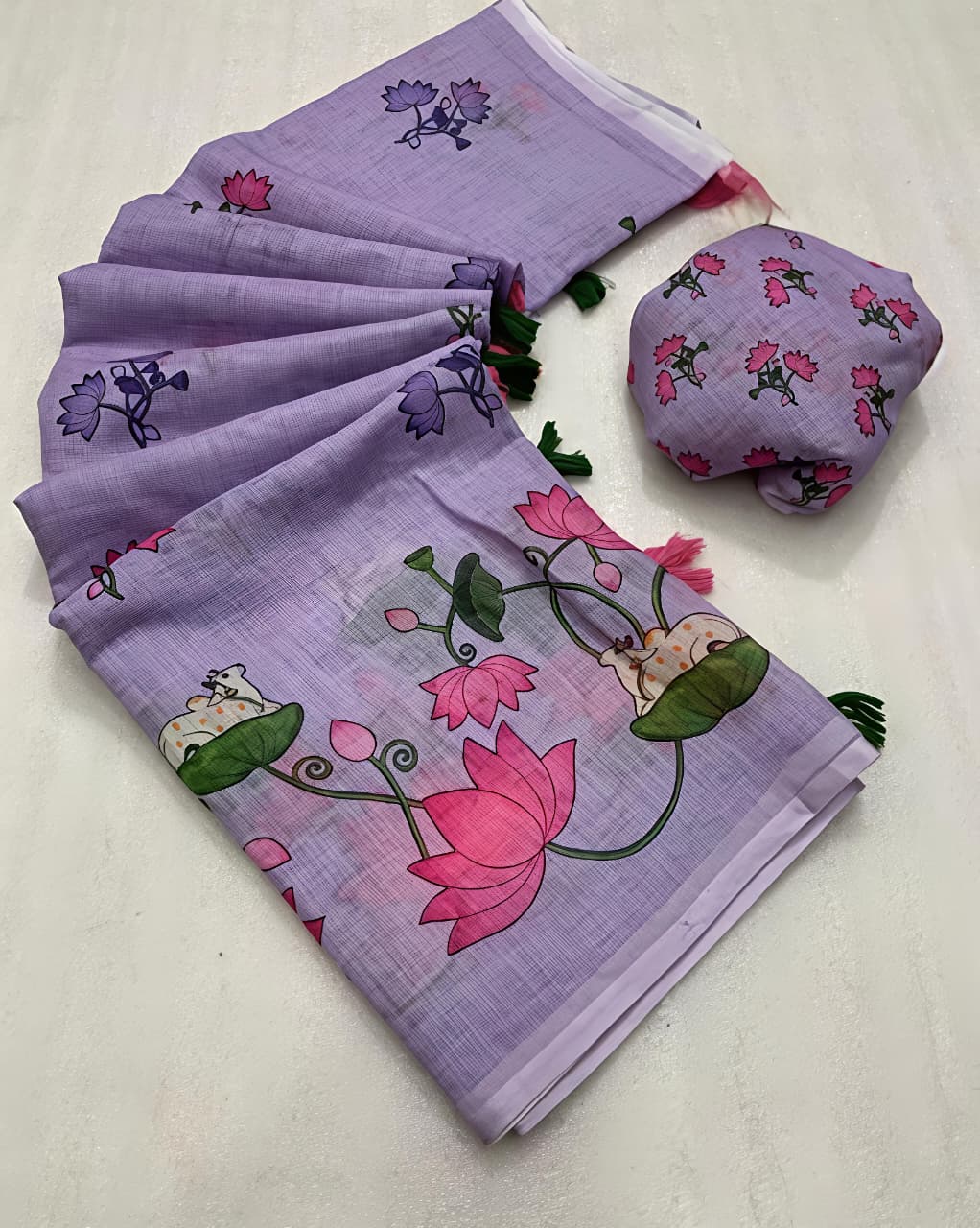 Purple Linen Premium Digital Print For Women