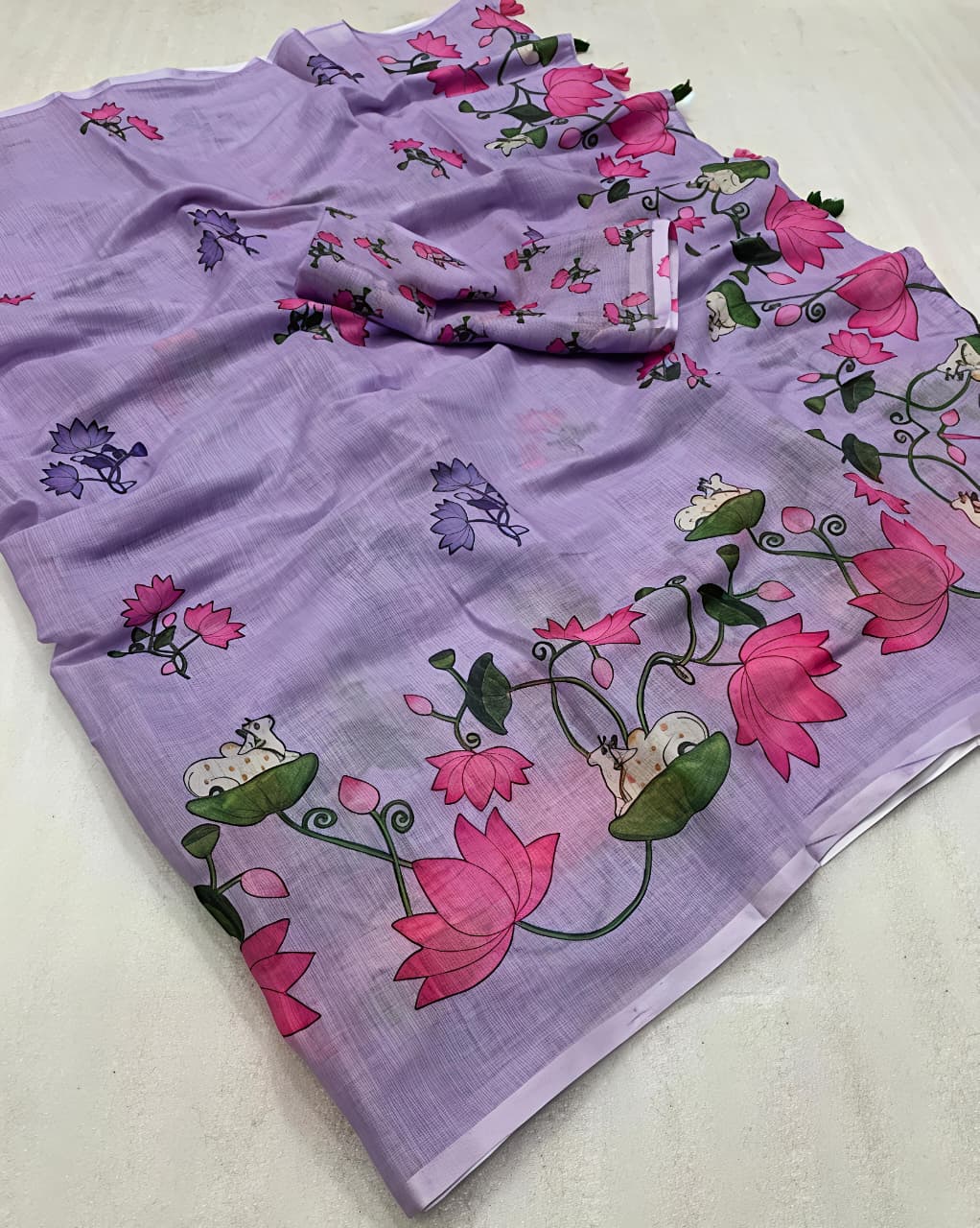 Purple Linen Premium Digital Print For Women
