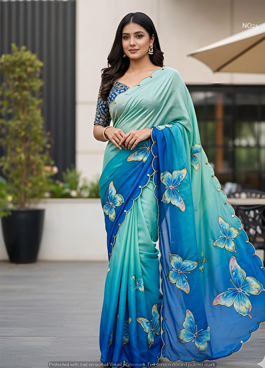 Blue Masakali fabric Premium Digital Print For Women