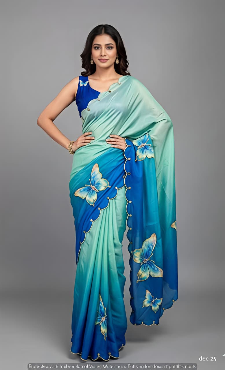 Blue Masakali fabric Premium Digital Print For Women