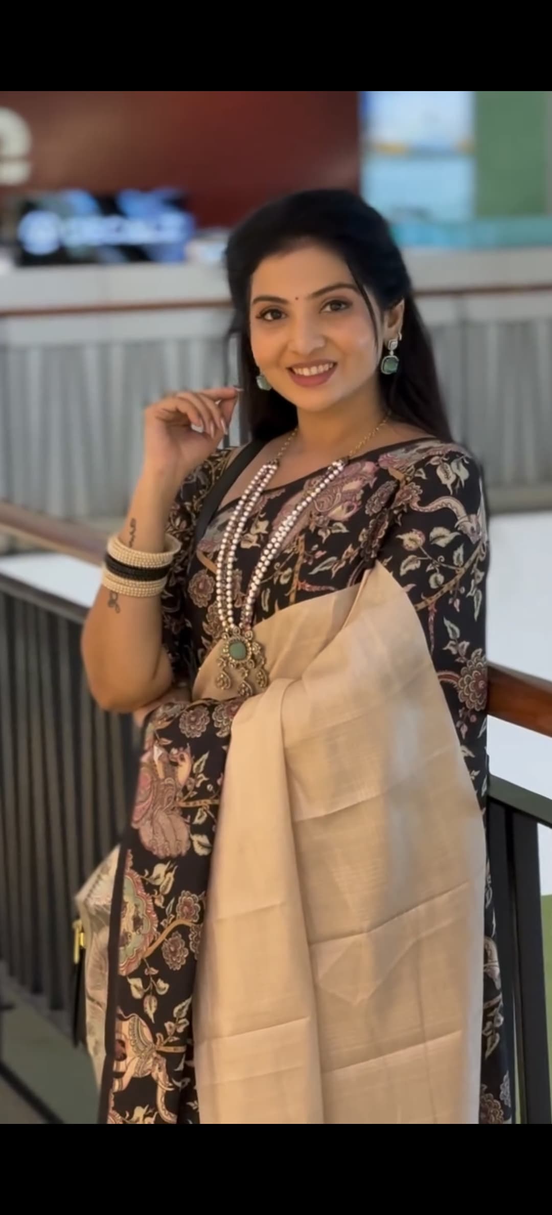 Cream tussar silk saree Premium Digital Print For Women