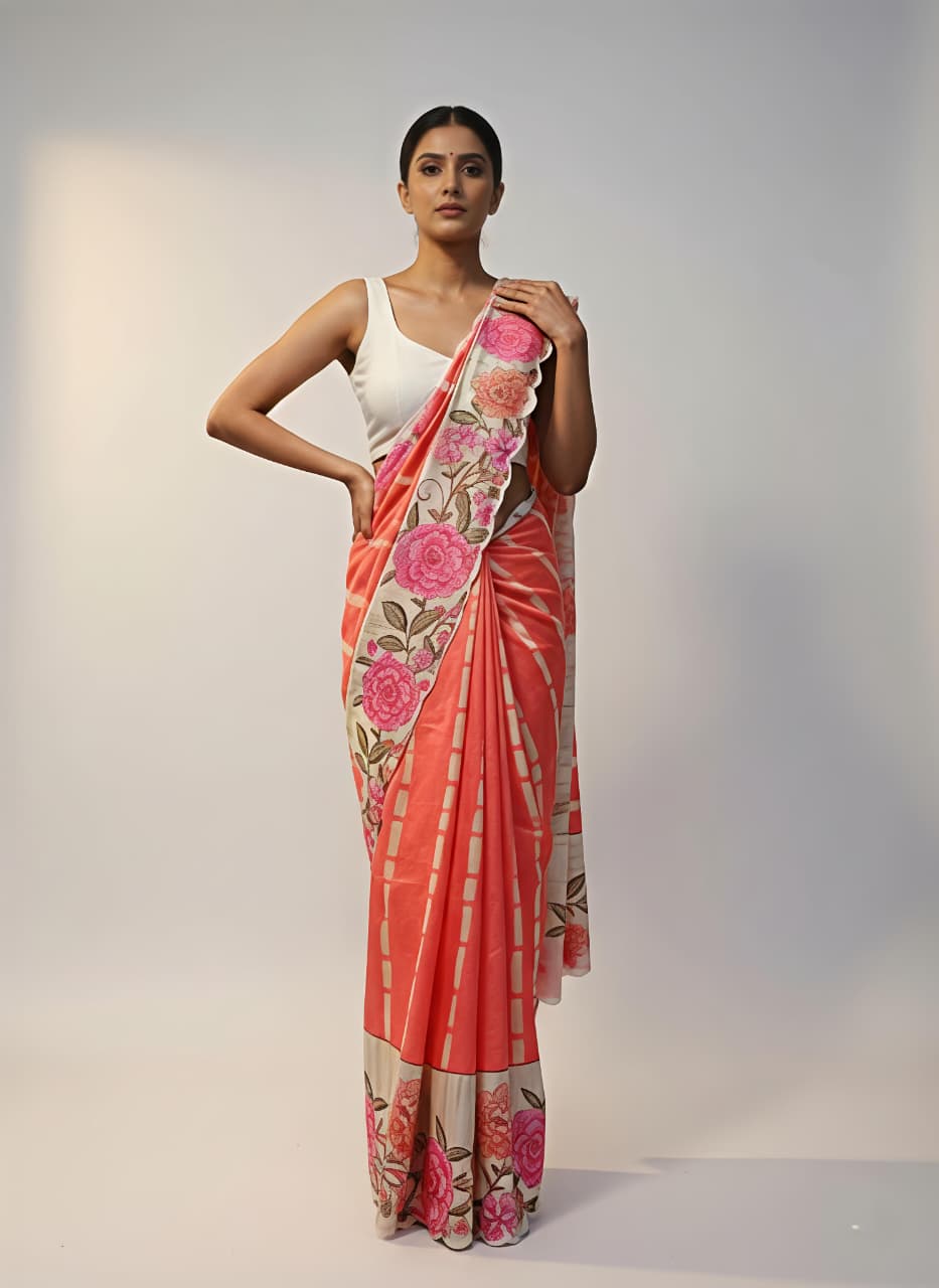 Pink Linen Premium Digital Print For Women
