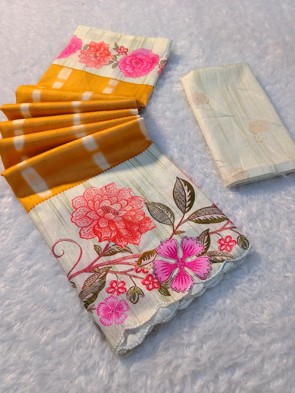 Yellow Linen Premium Digital Print For Women