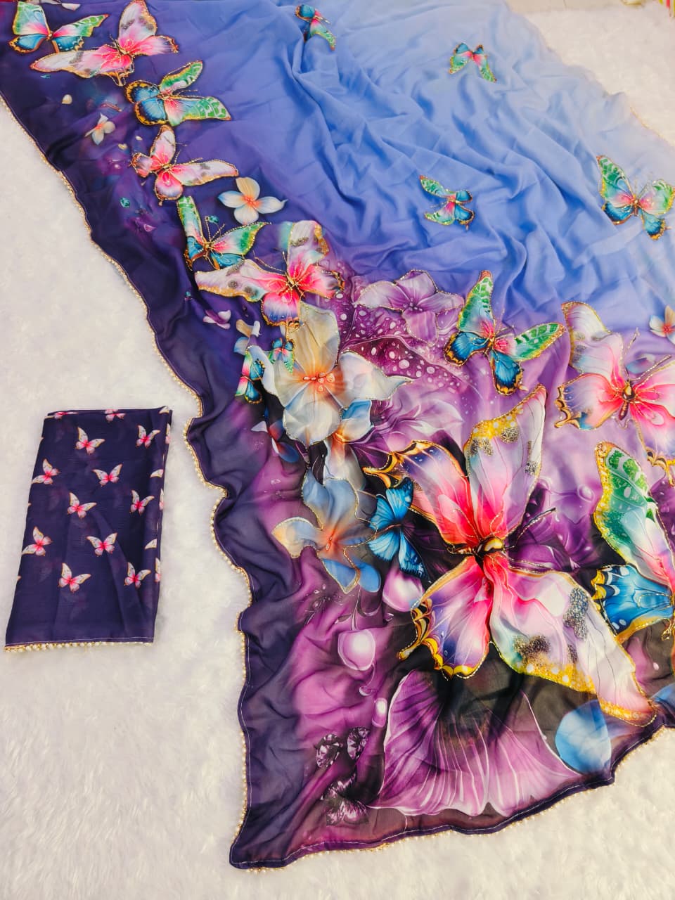 Drak Yellow georgette Premium Digital Print For Women