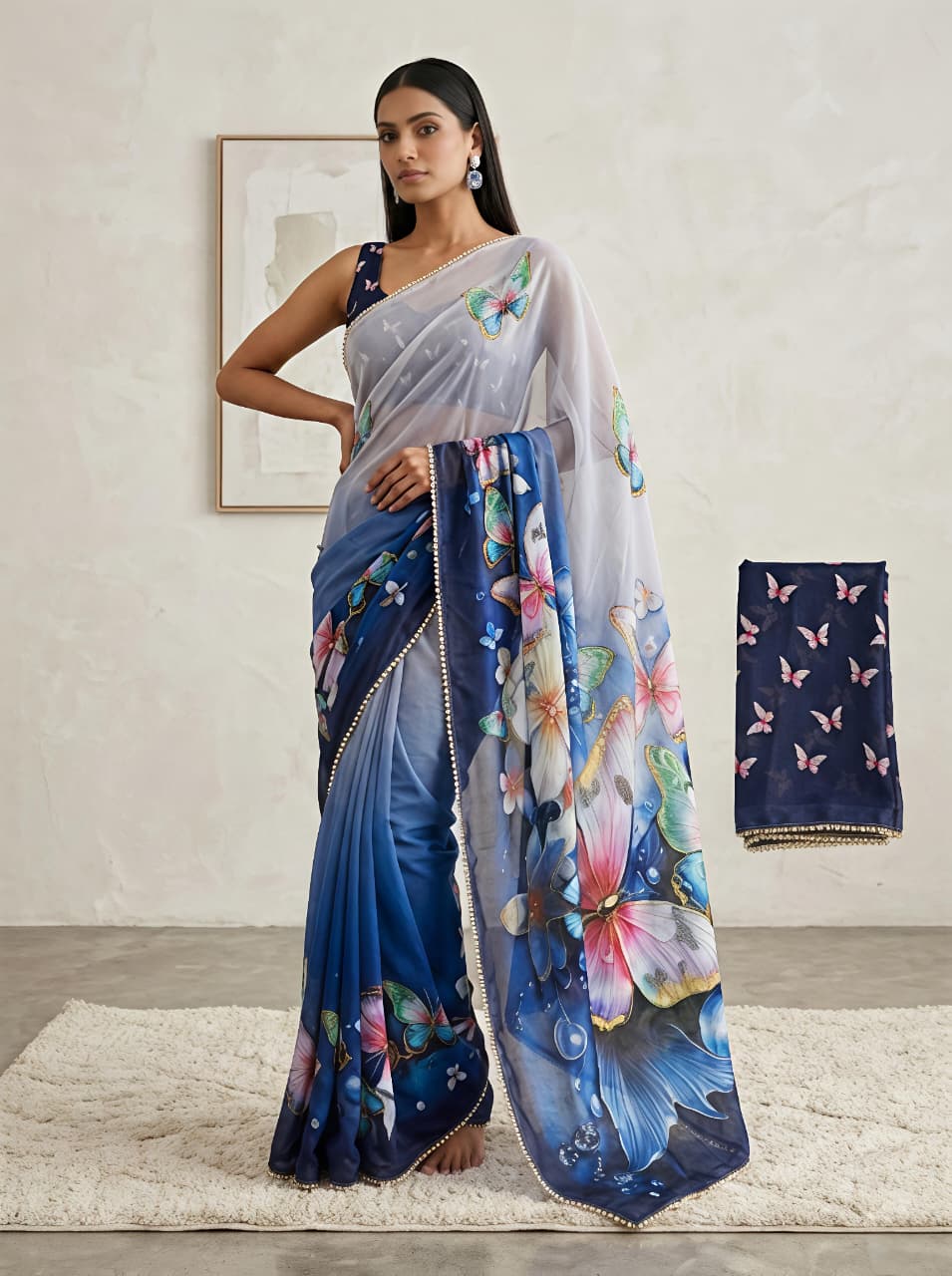 Purple georgette Premium Digital Print For Women
