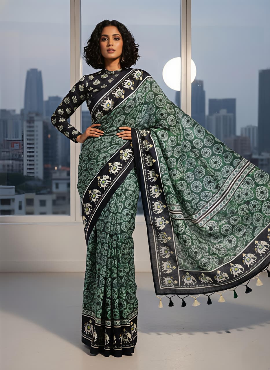 Purple ikkat siIK Premium Digital Print For Women