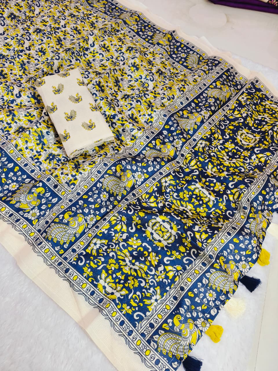 Light Blue ikkat siIK Premium Digital Print For Women