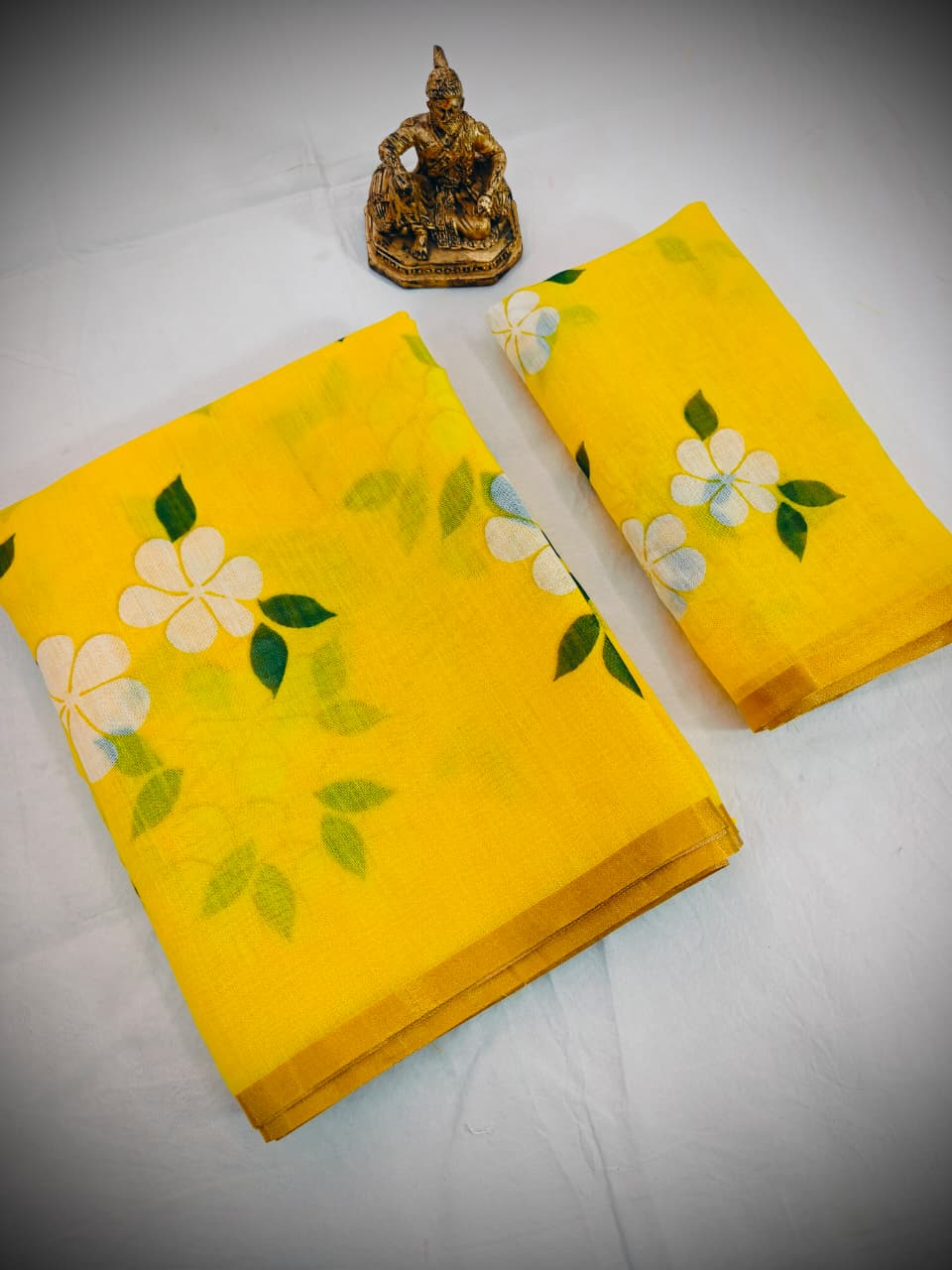 Yellow Linen Premium Flora Digital Print For Women