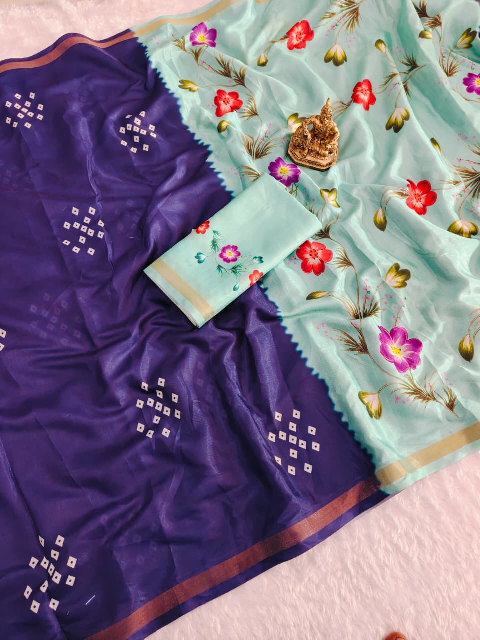 Sky Blue mull mull cotton Premium Digital Print For Women