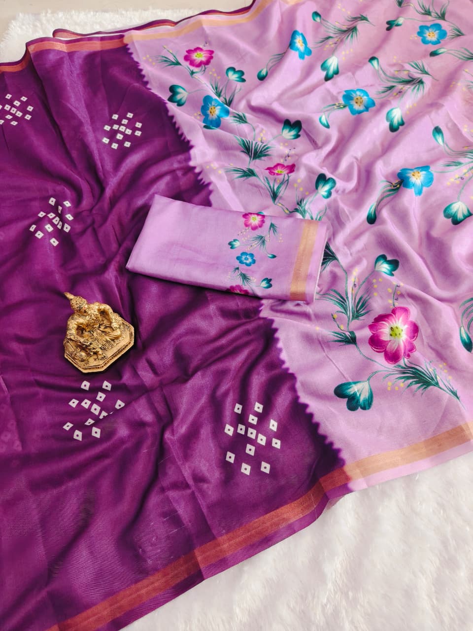 Purple mull mull cotton Premium Digital Print For Women
