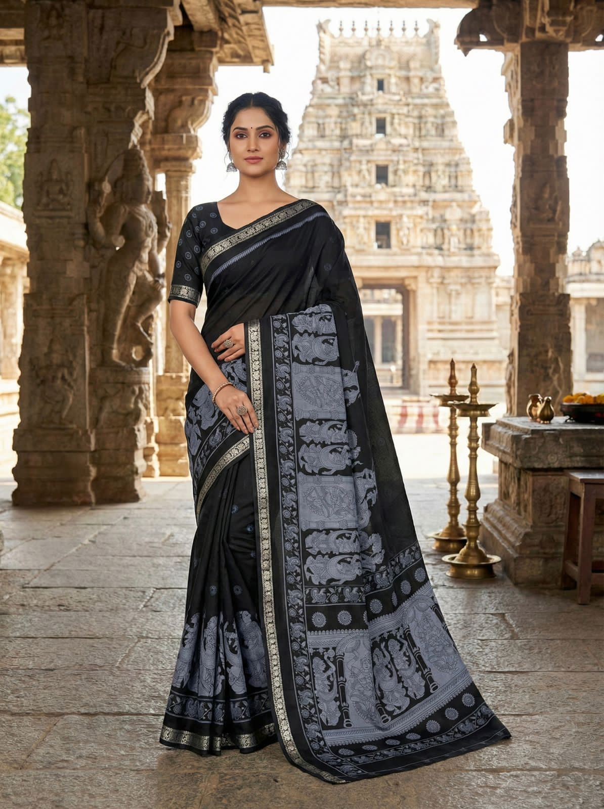 Purple mull mull cotton Premium kalamkari print For Women