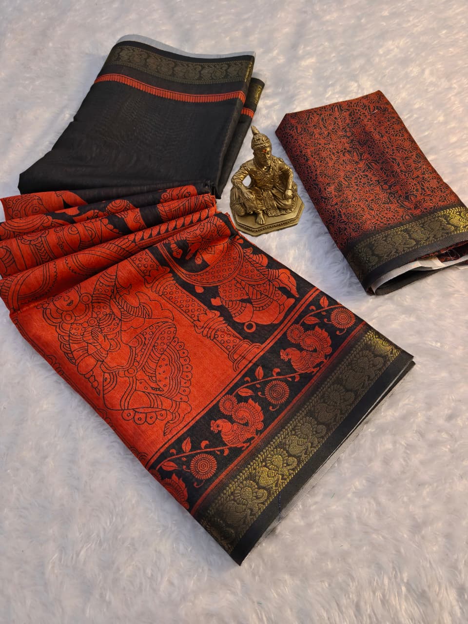 Orange mull mull cotton Premium kalamkari print For Women