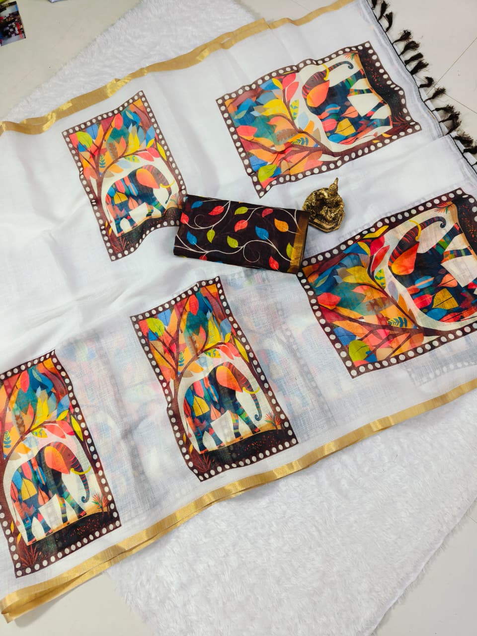 White Linen Premium Digital Print For Women