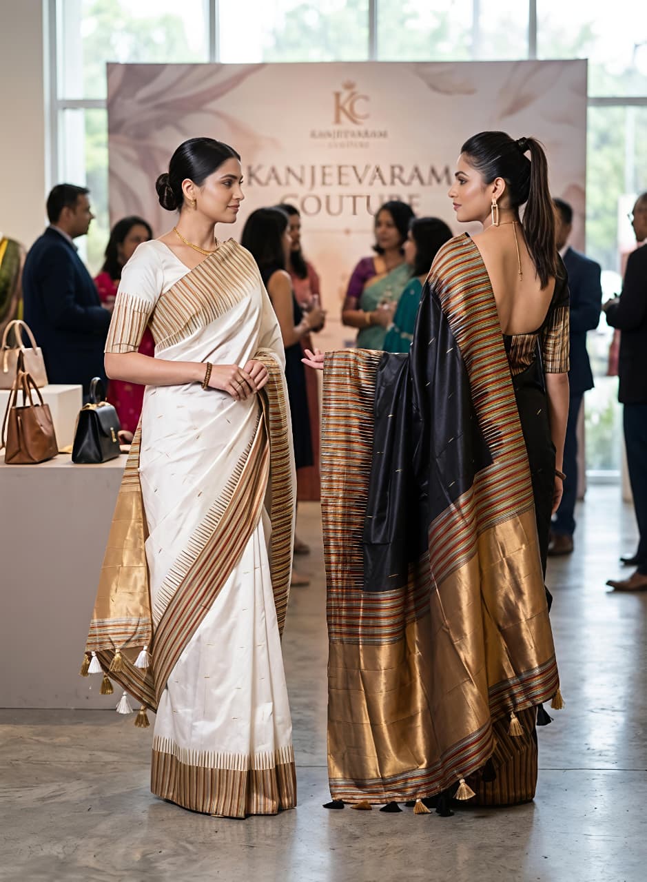 Black Soft Silk Premium Digital Print Saree For Women