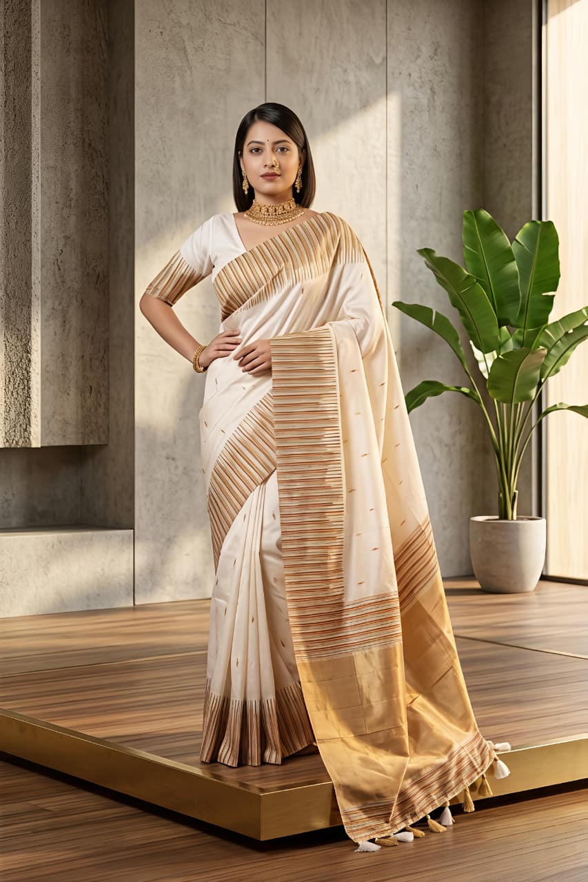 White Soft Silk Premium Digital Print Saree For Women