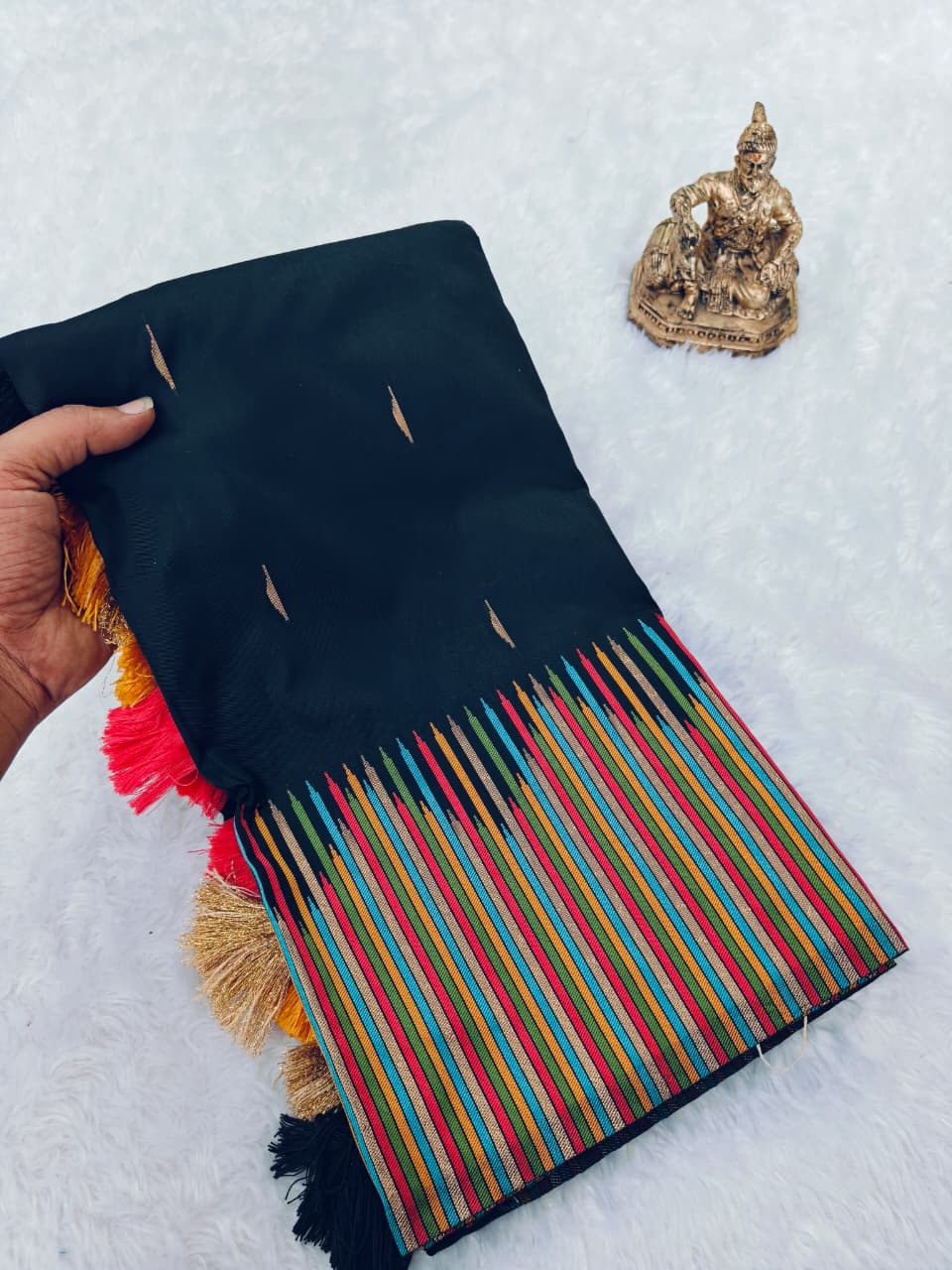 Black Soft Silk Premium Digital Print Saree For Women