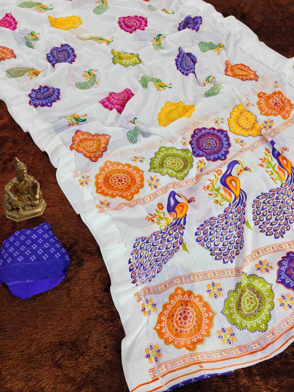 Light Blue georgette Premium Digital Print For Women