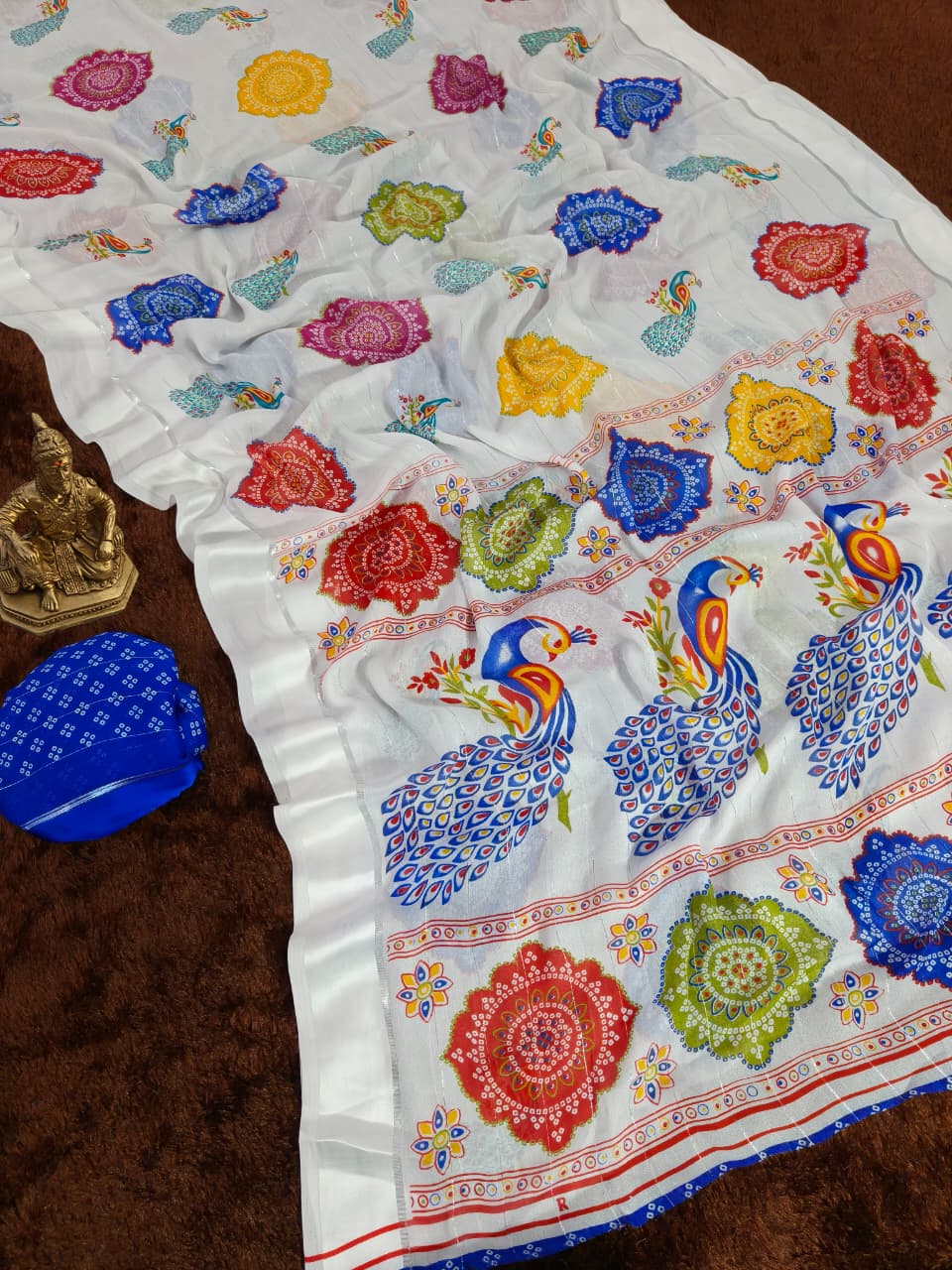 Dark Blue georgette Premium Digital Print For Women