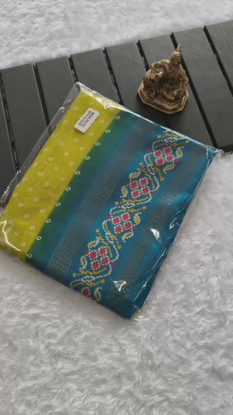 Yellow Marshmallow Premium bandhani patola print For Women