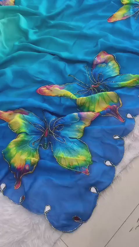 Blue Masakali fabric Premium Digital Print For Women
