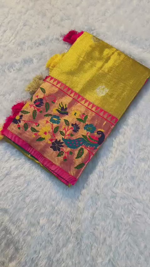 Yellow tissue silk Premium Digital Print For Women